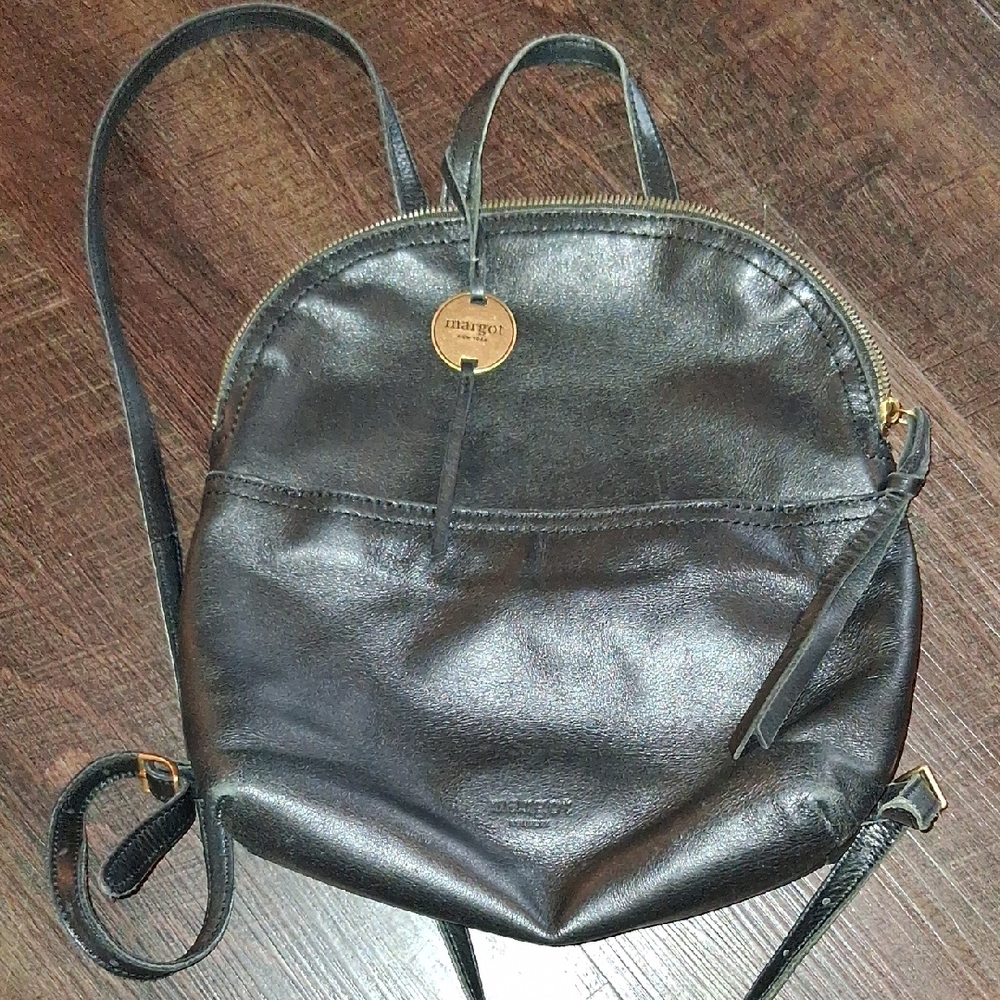 Margot New York Black Leather Backpack